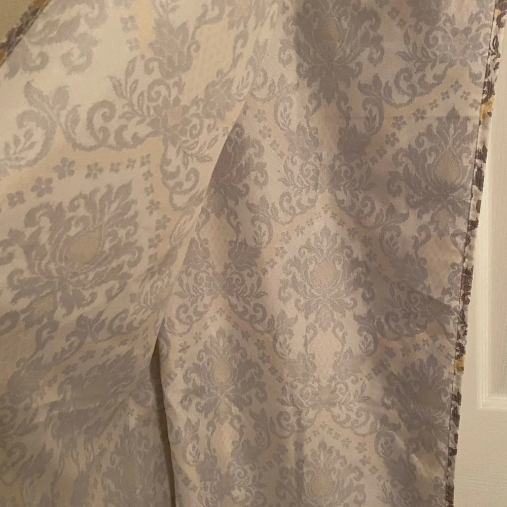 Waverly. Cream and yellow with brown Damask shower curtain.